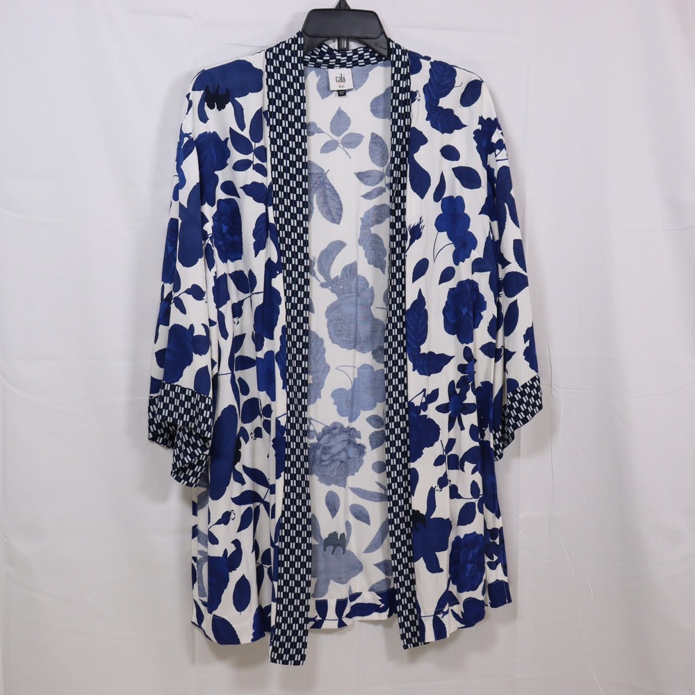 Cabi Kimono XS/S Blue Floral Women Floral Print Boho Cardigan‎